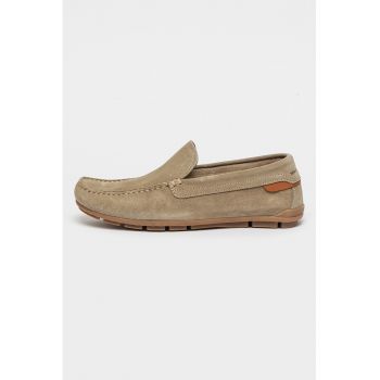 Pantofi loafer uni de piele intoarsa