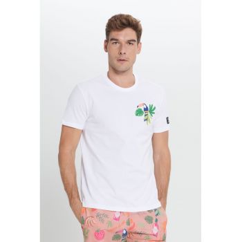 Tricou din bumbac cu imprimeu tropical