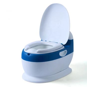 Olita educationala Muzicala, cu colac moale din spuma PU si compartiment colector detasabil 40 x 28 x 30 cm Little Mom Toilet Blue