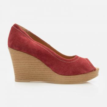 Pantofi casual cu platforma dama din piele naturala - 531 Rosu Velur