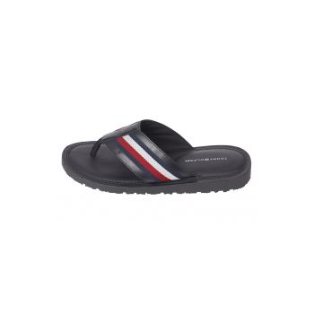 Papuci flip-flop de piele cu logo