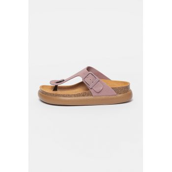 Papuci flip-flop de piele intoarsa Anais