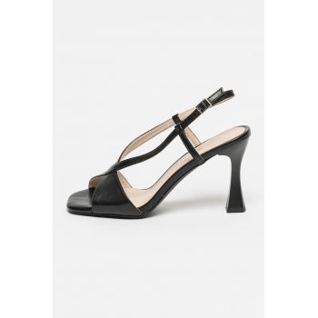 Sandale slingback de piele ecologica