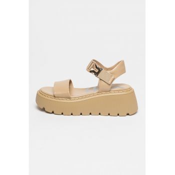 Sandale wedge de piele ecologica