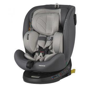 Scaun auto rotativ cu Isofix Coccolle Nova iSize, 40-150 cm, 0-12 ani, omologat R129, Top Tether, Insert nou nascut, Tetiera reglabila, Protectie impact lateral, Pozitie de somn, Moonlit Grey