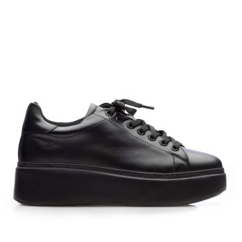 Sneakers damă din piele naturală, Leofex - 314 Negru Box