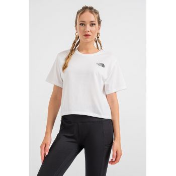 Tricou crop cu imprimeu logo