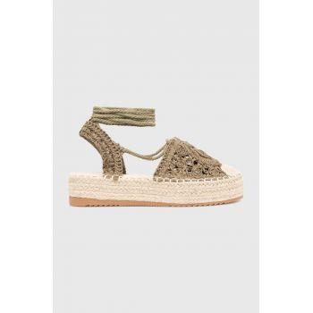 Answear Lab espadrile femei, culoarea verde, cu platforma