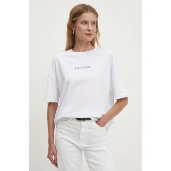 Answear Lab tricou din bumbac femei, culoarea alb