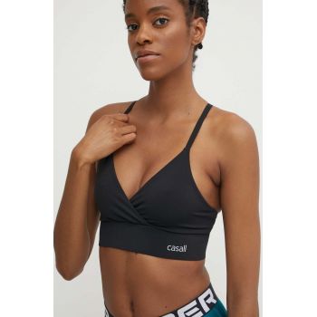 Casall sutien sport Wrap culoarea negru, neted