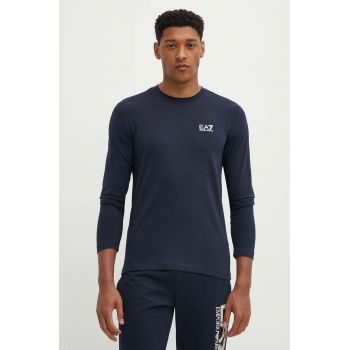 EA7 Emporio Armani longsleeve barbati, culoarea albastru marin, neted, PJVQZ.8NPT28