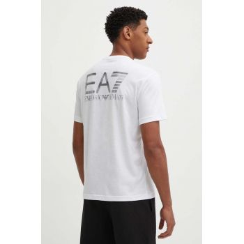 EA7 Emporio Armani tricou din bumbac barbati, culoarea alb, neted, PJFFZ.6DPT06