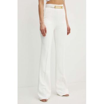 Elisabetta Franchi pantaloni femei, culoarea bej, evazati, high waist, PA03442E2 NORBLIN