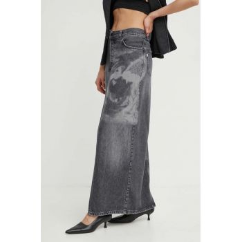 K+LUSHA fustă din denim culoarea gri, maxi, dreaptă, KLCALIOPDF130KLW28