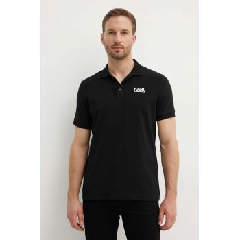 Karl Lagerfeld tricou polo barbati, culoarea negru, cu imprimeu, 543235.745088