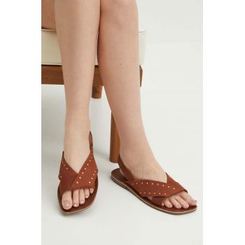 Medicine sandale de piele femei, culoarea maro