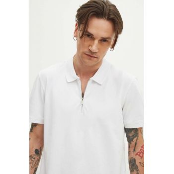 Medicine tricou polo barbati, culoarea alb, neted