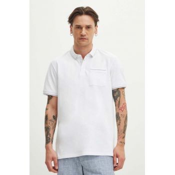 Medicine tricou polo barbati, culoarea alb, neted ieftin