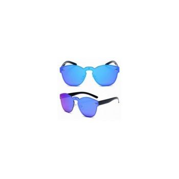 Ochelari de Soare, Zamo, Buzios Azul, Protectie UV400, Model Cateye, Rame Negre, Lentile Albastre