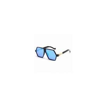 Ochelari de Soare, Zamo®, Pixel Blue, Protectie UV400, Model Hexagonal, Rama Neagra, Lentile Albastre