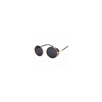 Ochelari de Soare, Zamo®, Steam Punk Gold, Protectie UV400, Model Rotund, Rama Neagra, Lentile Negre