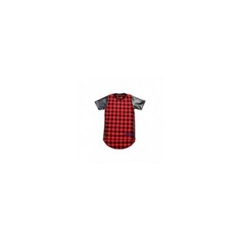 Tricou Barbati, Zamo®, Kanye West Red, cu Patratele, Lung, Negru cu Rosu, Marimea L