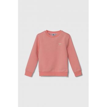 adidas Originals bluza copii CREW culoarea roz, cu imprimeu, IX5299