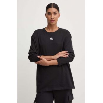 adidas Originals longsleeve din bumbac Essential culoarea negru, IW0954