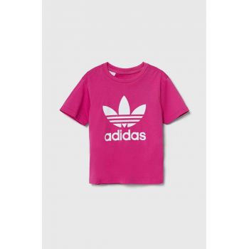 adidas Originals tricou de bumbac pentru copii TREFOIL TEE culoarea roz, IY2384