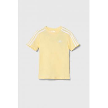 adidas tricou copii LK 3S CO TEE culoarea galben, cu imprimeu, IX7340