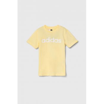 adidas tricou de bumbac pentru copii LK LIN CO TEE culoarea galben, cu imprimeu, IW0875