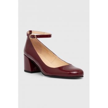 Alohas pantofi de piele Antoine culoarea bordo, cu toc drept, S100695-01