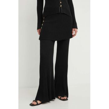 By Malene Birger pantaloni BOLONE femei, culoarea negru, evazati, high waist, Q72089005