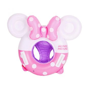 Colac gonflabil copii Minnie Mouse, 2-5 ani, Chilotel si Manere, interior 25 cm, alb cu roz