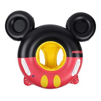 Colac inot pentru copii 2 - 5 ani cu chilotel, gonflabil, model mickey, Rosu, interior 25 cm