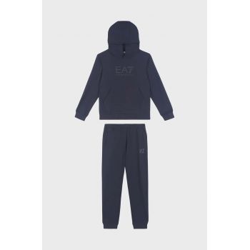 EA7 Emporio Armani trening de bumbac pentru copii culoarea albastru marin, 6DBV55 BJ05Z