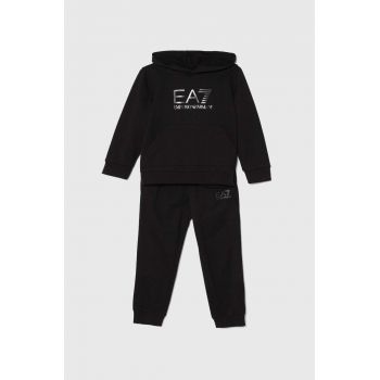 EA7 Emporio Armani trening de bumbac pentru copii culoarea negru, 6DBV55 BJ05Z