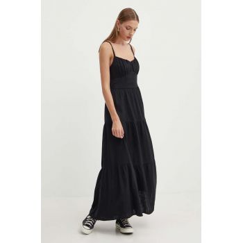 Hollister Co. rochie din in culoarea negru, maxi, evazati