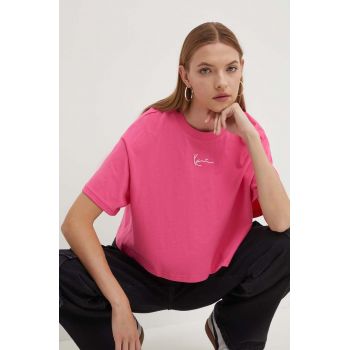 Karl Kani tricou din bumbac femei, culoarea roz, 6137878