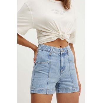 Morgan pantaloni scurti jeans SHAMI femei, neted, high waist, SHAMI