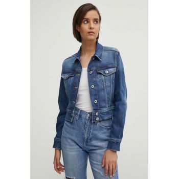 Pepe Jeans geaca jeans CROPPED JACKET femei, culoarea albastru marin, de tranzitie, PL402431HV3