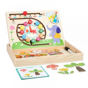 Set Educativ Montessori din Lemn - Puzzle, Labirint cu Margele si Asociere Alfabetica și Numerica