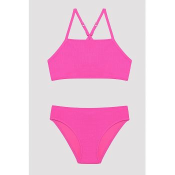 Costum de baie in doua piese cu aspect texturat