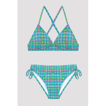 Costum de baie in doua piese cu model geometric