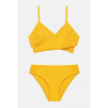 Costum de baie striat cu model uni