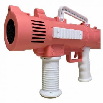 Jucarie Interactiva Bazooka Pistol de Facut Baloane de Sapun cu 10 Orificii si Lumini Roz