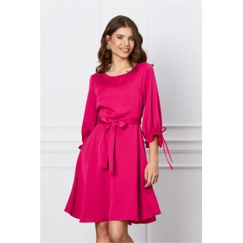 Rochie Anita fucsia cu cordon in talie