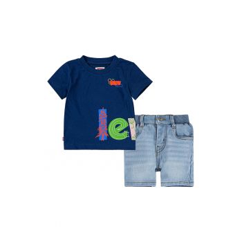 Set de blugi scurti si tricou cu imprimeu