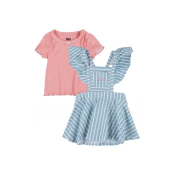 Set de tricou striat si rochie in dungi