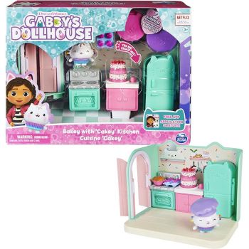 Spin Master Gabby's Dollhouse Deluxe Room Kitchen Toy Figure (with Kuchi Cat Figure)